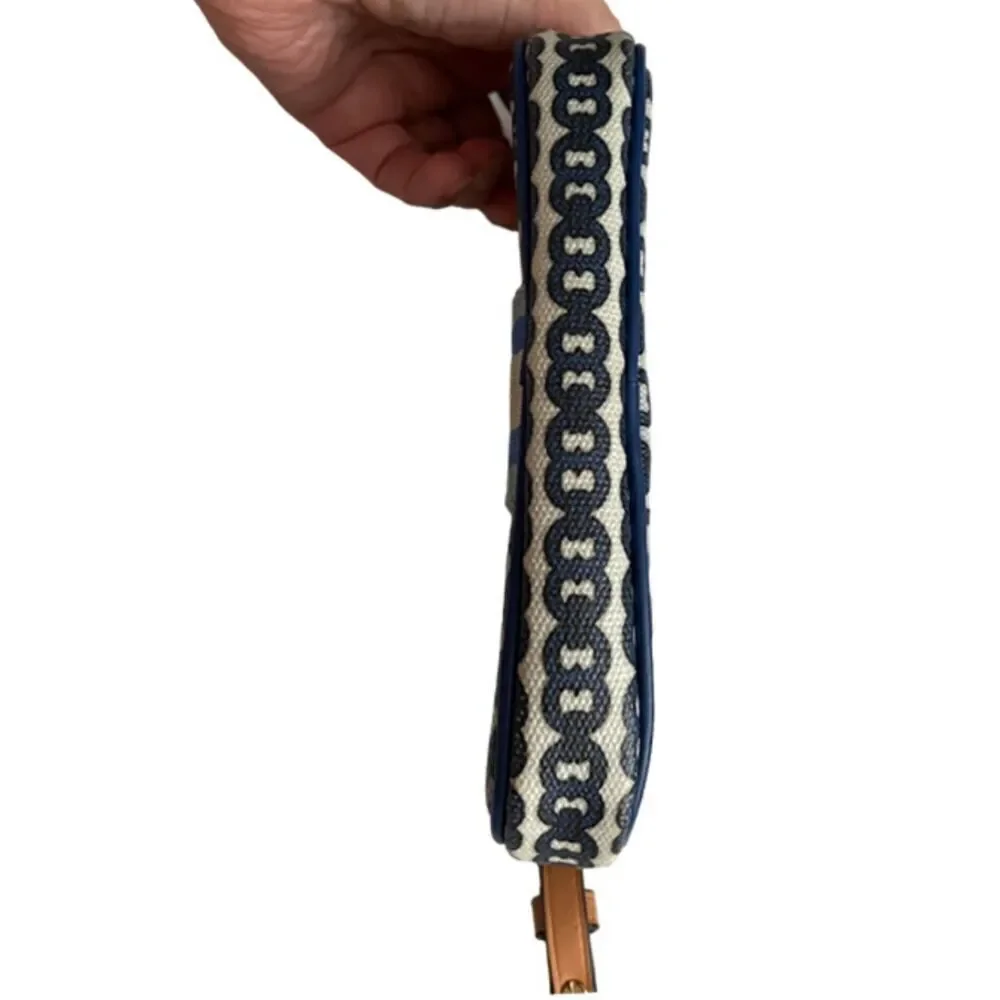 Tory Burch Blue & Cream Wristlet Clutch